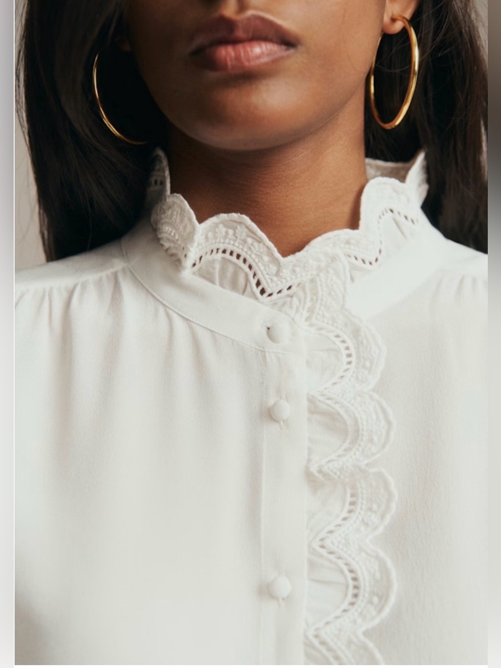 Sézane Chlo Shirt White Embroidered Blouse Sz 38 NWT - Picture 2 of 7